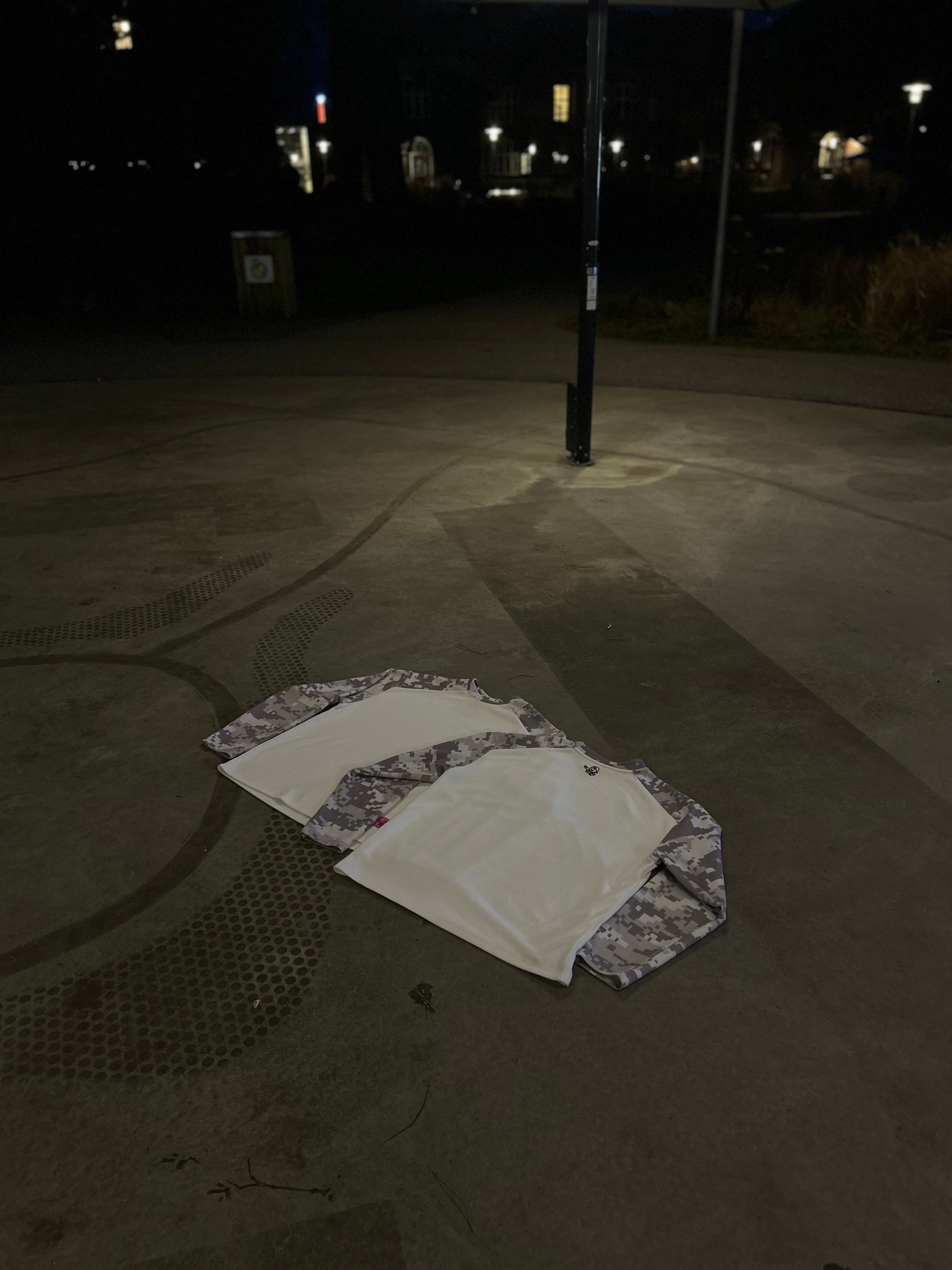 Digital camo waffle knit long sleeve shirt with camo sleeves
